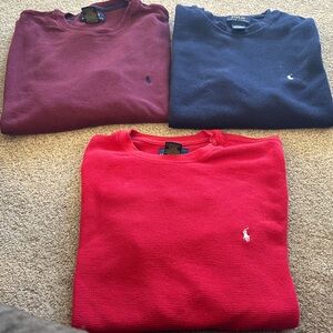 Polo by Ralph Lauren Men's  waffle knit cotton t shirt- Burgundy, Navy, Red